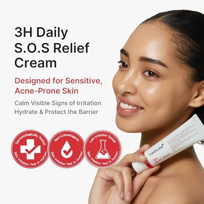 Medicube 3H Daily Relief Cream | Soothing Moisturizer for All Skin Types | Lightweight Daily Cream with Guaiazulene, Centella & Ceramide Avelisse