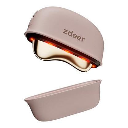 ZDEER LED Red Light Therapy for Face & Neck Massager - Electric Gua Sha Brass Tool with Heat & Vibration for Firming, Sculpting & Skincare, Pink Avelisse