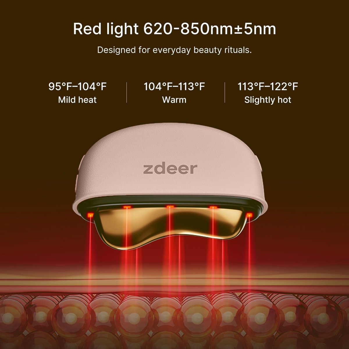 ZDEER LED Red Light Therapy for Face & Neck Massager - Electric Gua Sha Brass Tool with Heat & Vibration for Firming, Sculpting & Skincare, Pink Avelisse