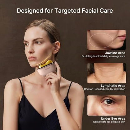 ZDEER LED Red Light Therapy for Face & Neck Massager - Electric Gua Sha Brass Tool with Heat & Vibration for Firming, Sculpting & Skincare, Pink Avelisse