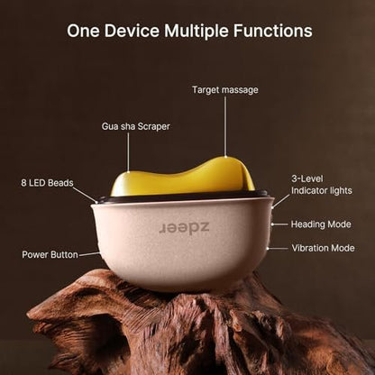 ZDEER LED Red Light Therapy for Face & Neck Massager - Electric Gua Sha Brass Tool with Heat & Vibration for Firming, Sculpting & Skincare, Pink Avelisse