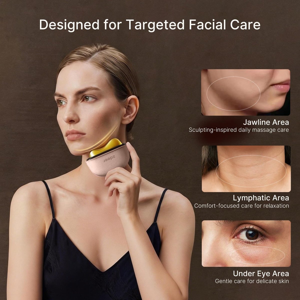 ZDEER LED Red Light Therapy for Face & Neck Massager - Electric Gua Sha Brass Tool with Heat & Vibration for Firming, Sculpting & Skincare, Pink Avelisse