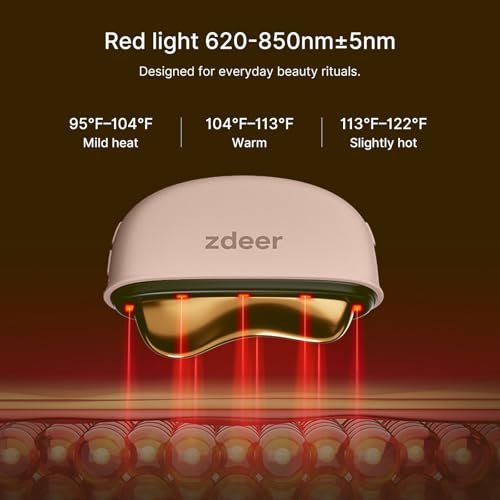 ZDEER LED Red Light Therapy for Face & Neck Massager - Electric Gua Sha Brass Tool with Heat & Vibration for Firming, Sculpting & Skincare, Pink Avelisse