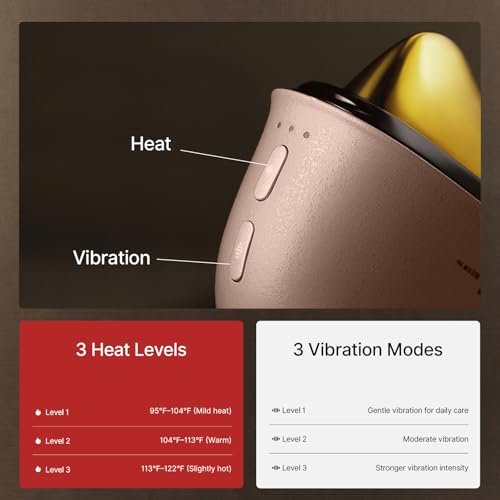 ZDEER LED Red Light Therapy for Face & Neck Massager - Electric Gua Sha Brass Tool with Heat & Vibration for Firming, Sculpting & Skincare, Pink Avelisse