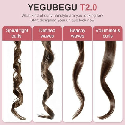 YEGUBEGU Tapered Curling Wand Iron 0.5 to 1 Inch - Tourmaline Ceramic Long Barrel Hair Curler for Long, Short, Medium Hair - Dual Voltage, Adjustable Temperature, Auto Shut-Off with Heat Glove Avelisse