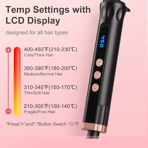 YEGUBEGU Tapered Curling Wand Iron 0.5 to 1 Inch - Tourmaline Ceramic Long Barrel Hair Curler for Long, Short, Medium Hair - Dual Voltage, Adjustable Temperature, Auto Shut-Off with Heat Glove Avelisse