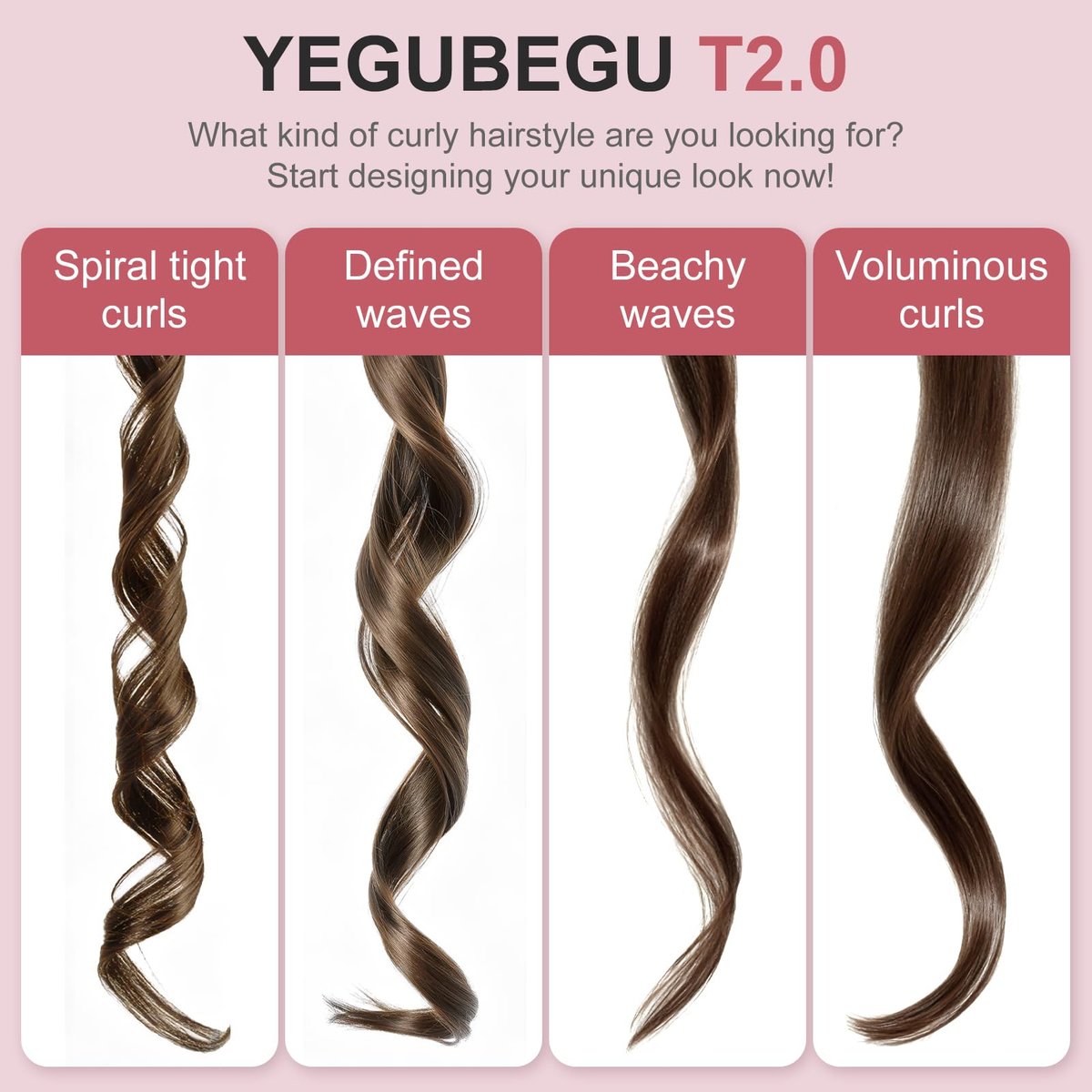 YEGUBEGU Tapered Curling Wand Iron 0.5 to 1 Inch - Tourmaline Ceramic Long Barrel Hair Curler for Long, Short, Medium Hair - Dual Voltage, Adjustable Temperature, Auto Shut-Off with Heat Glove Avelisse