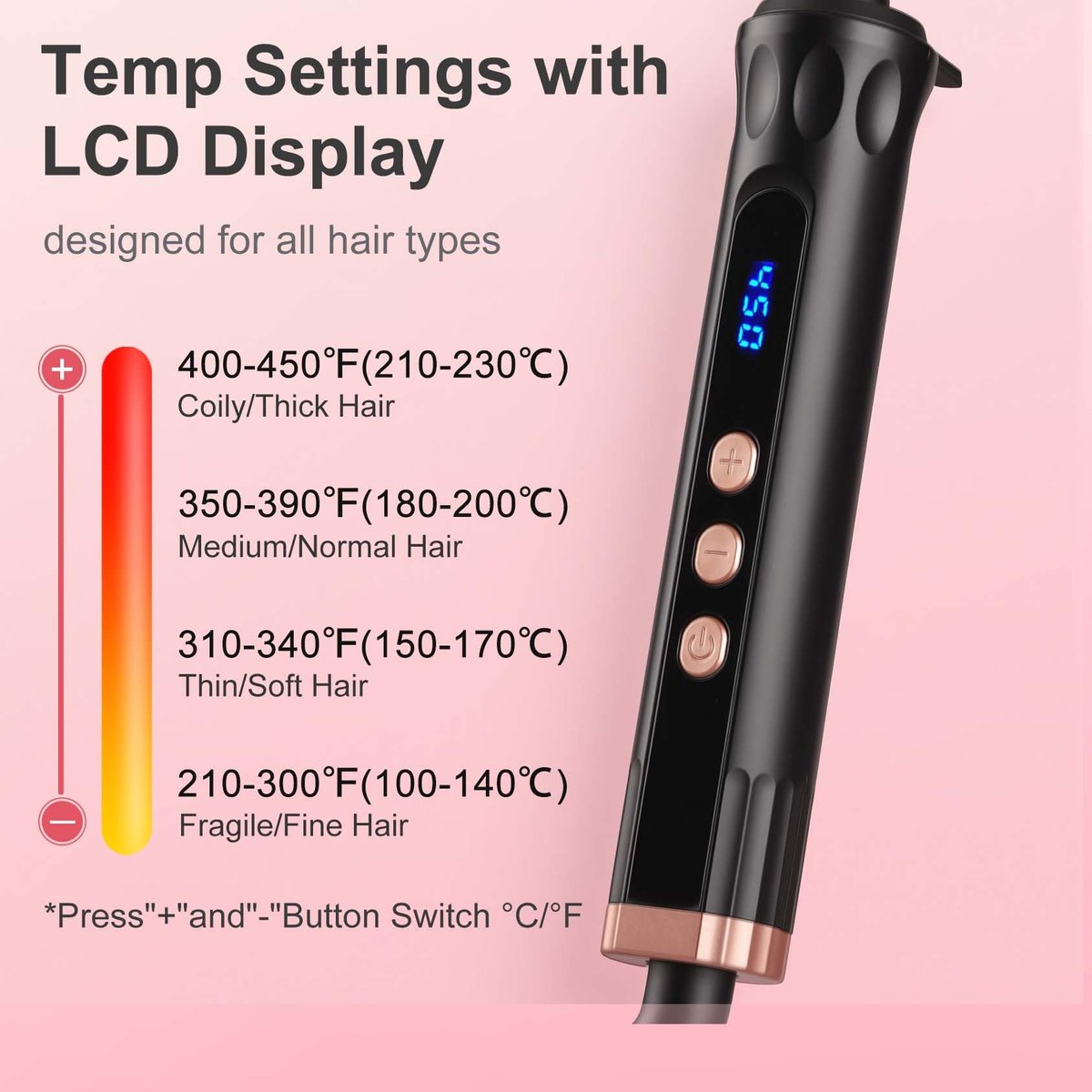 YEGUBEGU Tapered Curling Wand Iron 0.5 to 1 Inch - Tourmaline Ceramic Long Barrel Hair Curler for Long, Short, Medium Hair - Dual Voltage, Adjustable Temperature, Auto Shut-Off with Heat Glove Avelisse