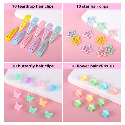Colorful Rubber Bands Set - 2020Pcs Elastic Hair Ties with 5 Styling Tools & 40 Hair Clips for Girls, Women, and Mom - Obeoby