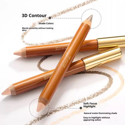 BLUE LOVE Dual-Ended Contour Pencil, 2 Shades - Precision Sculpting for Cheekbones, Nose & Jawline - Long-Wearing, Vegan & Cruelty-Free