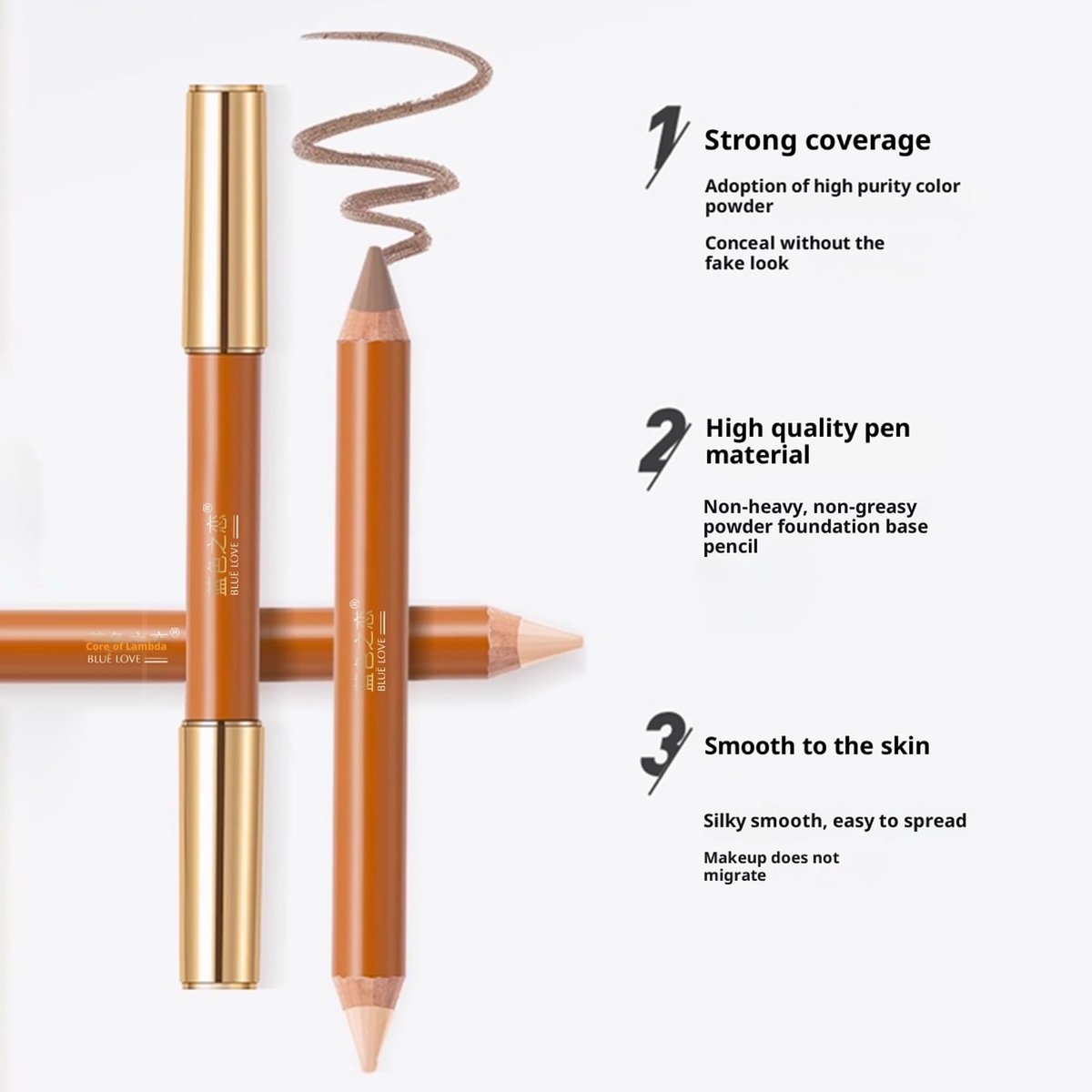 BLUE LOVE Dual-Ended Contour Pencil, 2 Shades - Precision Sculpting for Cheekbones, Nose & Jawline - Long-Wearing, Vegan & Cruelty-Free - görsel 5