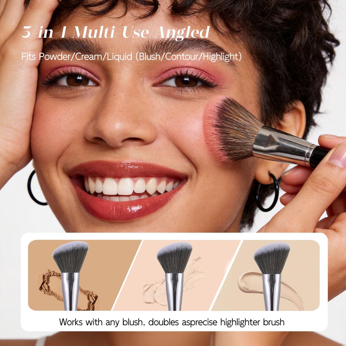Angled Blush Brush, Bronzer Brush, Contour Brush for Makeup – Soft Dense Bristles, Vegan & Cruelty-Free, Ideal for Liquid, Cream & Powder Cosmetics - görsel 5