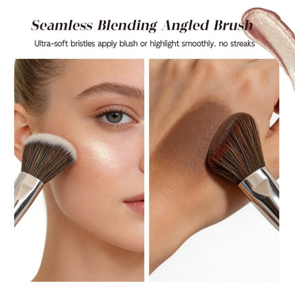 Angled Blush Brush, Bronzer Brush, Contour Brush for Makeup – Soft Dense Bristles, Vegan & Cruelty-Free, Ideal for Liquid, Cream & Powder Cosmetics