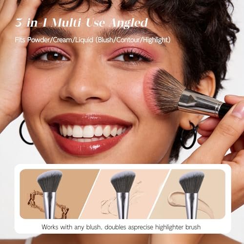 Angled Blush Brush, Bronzer Brush, Contour Brush for Makeup – Soft Dense Bristles, Vegan & Cruelty-Free, Ideal for Liquid, Cream & Powder Cosmetics - görsel 6
