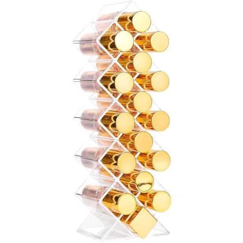 WECHENG Acrylic Lipstick Organizer - Clear Fish Shape Lip Gloss Tower, 16 Spaces Cosmetic Storage for Vanity Countertop - görsel 6