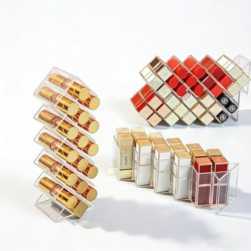 WECHENG Acrylic Lipstick Organizer - Clear Fish Shape Lip Gloss Tower, 16 Spaces Cosmetic Storage for Vanity Countertop - görsel 8