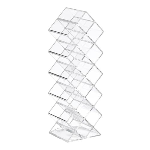 WECHENG Acrylic Lipstick Organizer - Clear Fish Shape Lip Gloss Tower, 16 Spaces Cosmetic Storage for Vanity Countertop - görsel 4