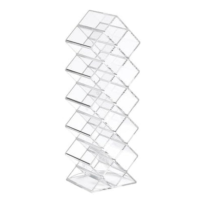 WECHENG Acrylic Lipstick Organizer - Clear Fish Shape Lip Gloss Tower, 16 Spaces Cosmetic Storage for Vanity Countertop