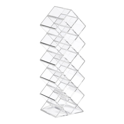 WECHENG Acrylic Lipstick Organizer - Clear Fish Shape Lip Gloss Tower, 16 Spaces Cosmetic Storage for Vanity Countertop