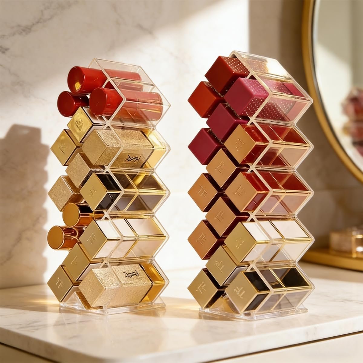 WECHENG Acrylic Lipstick Organizer - Clear Fish Shape Lip Gloss Tower, 16 Spaces Cosmetic Storage for Vanity Countertop - görsel 13