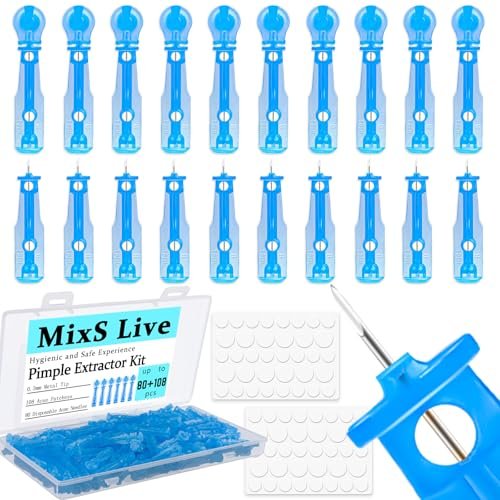 MixS Live Sterile Pimple Needle Kit - 80 Ultra-Fine Acne Needles + 108 Acne Pimple Stickers for Blackhead and Blemish Removal - Clear Skin Solution - görsel 2