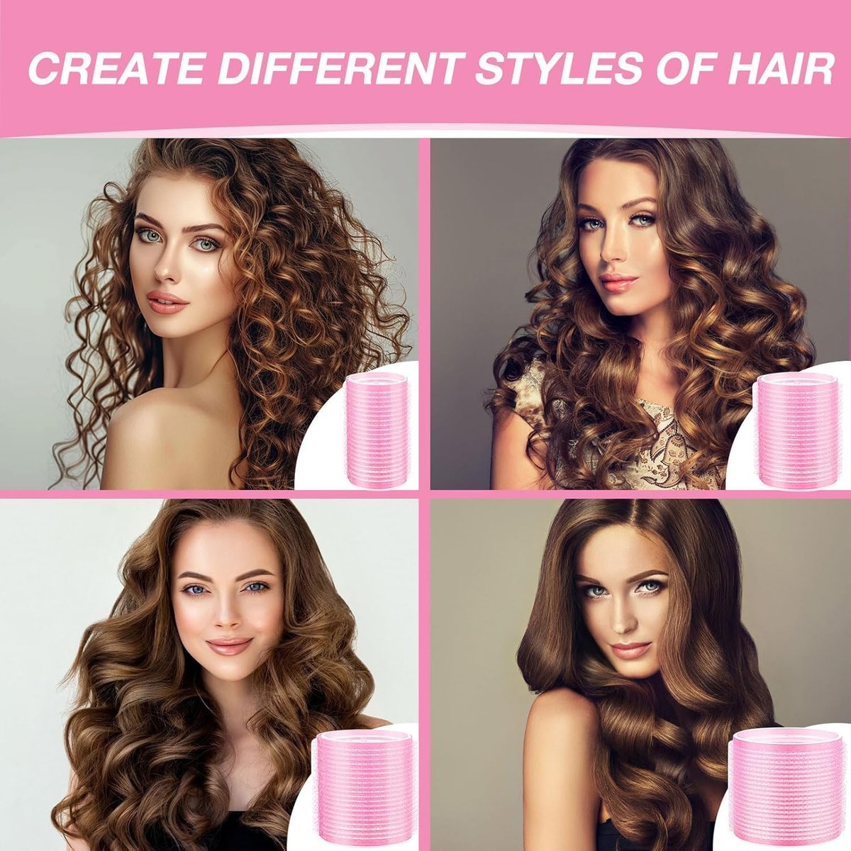60 Pcs Hair Rollers Set for Women - Self Grip Rollers with Clips, 4 Sizes (60/48/36/25mm), Storage Bag & Comb Included - görsel 5