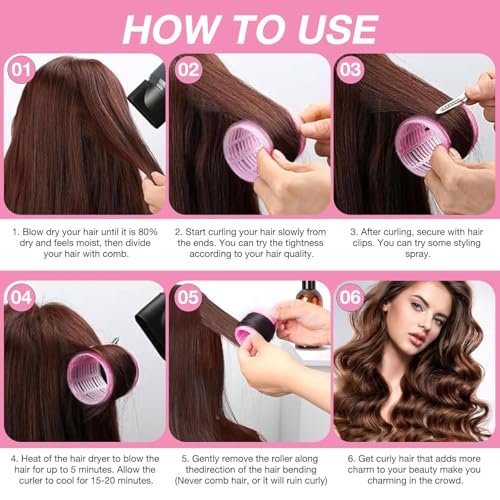 60 Pcs Hair Rollers Set for Women - Self Grip Rollers with Clips, 4 Sizes (60/48/36/25mm), Storage Bag & Comb Included - görsel 10