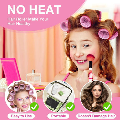 60 Pcs Hair Rollers Set for Women - Self Grip Rollers with Clips, 4 Sizes (60/48/36/25mm), Storage Bag & Comb Included