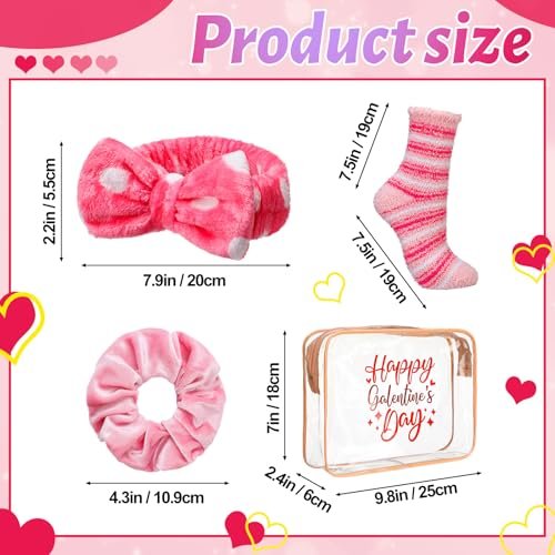 24 Pcs Galentine's Day Party Favors | Valentine Gifts for Women | BFF Gift Idea with Socks, Headband, Scrunchies | Pink & Red Bag for Friend Gathering - görsel 8