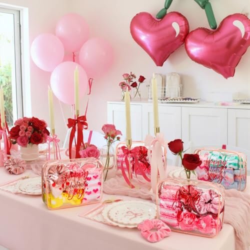 24 Pcs Galentine's Day Party Favors | Valentine Gifts for Women | BFF Gift Idea with Socks, Headband, Scrunchies | Pink & Red Bag for Friend Gathering - görsel 6