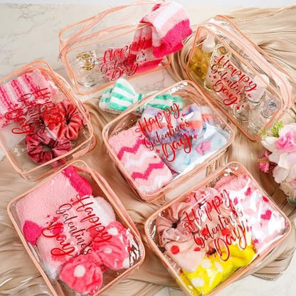 24 Pcs Galentine's Day Party Favors | Valentine Gifts for Women | BFF Gift Idea with Socks, Headband, Scrunchies | Pink & Red Bag for Friend Gathering