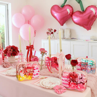 24 Pcs Galentine's Day Party Favors | Valentine Gifts for Women | BFF Gift Idea with Socks, Headband, Scrunchies | Pink & Red Bag for Friend Gathering