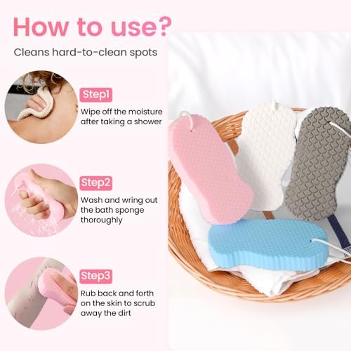 4 PCS Magic Exfoliating Bath Sponge – 3D Super Soft Body Scrubber for Dead Skin Removal, Reusable & Skin Friendly for Men & Women - görsel 8