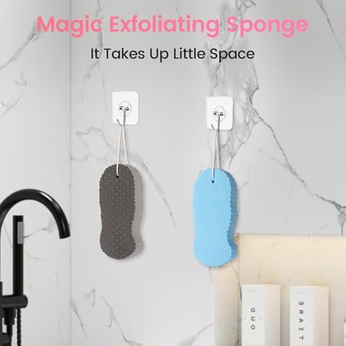 4 PCS Magic Exfoliating Bath Sponge - 3D Super Soft Body Scrubber for Shower | Reusable Exfoliating Sponge for Smooth Skin | Suitable for All Skin Types Men Women (Blue+Pink+White+Grey) Avelisse