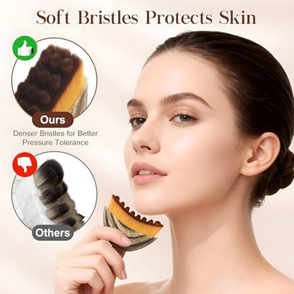 Lymphatic Contour Face Brush – Dry Sculpting Massage Tool for Natural Glow & Gua Sha Beauty Avelisse