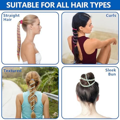 5-Pack Rip Hair Tie – Colorful Elastic Beach Hair Wraps for Women & Girls, Tangle-Free Ponytail Holders for Surfing, Running, Exercising (25 Inches) Avelisse