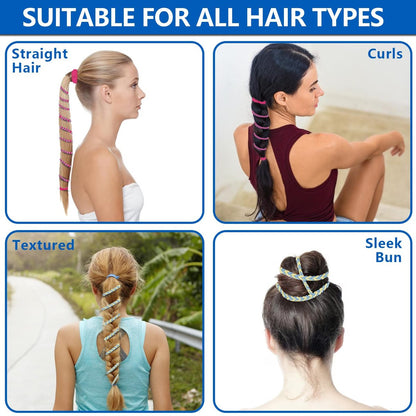 5-Pack Rip Hair Tie – Colorful Elastic Beach Hair Wraps for Women & Girls, Tangle-Free Ponytail Holders for Surfing, Running, Exercising (25 Inches) Avelisse