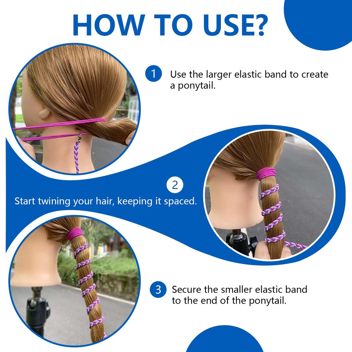 5-Pack Rip Hair Tie – Colorful Elastic Beach Hair Wraps for Women & Girls, Tangle-Free Ponytail Holders for Surfing, Running, Exercising (25 Inches) Avelisse