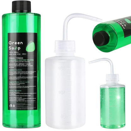 Urknall 16.9oz Green Soap Tattoo Kit with 8oz Squeeze Bottle - Ultra Concentrated Gentle Vegan Formula for Tattooing & Piercing Care Avelisse