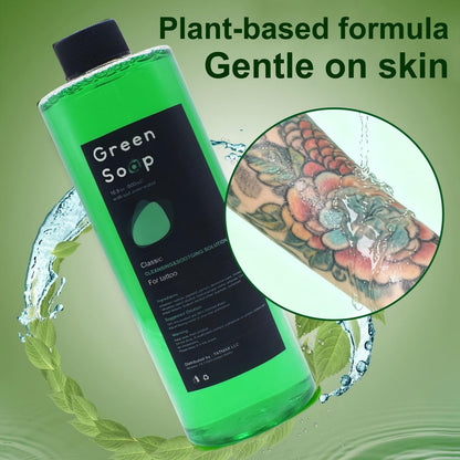 Urknall 16.9oz Green Soap Tattoo Kit with 8oz Squeeze Bottle - Ultra Concentrated Gentle Vegan Formula for Tattooing & Piercing Care Avelisse