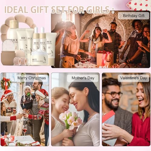 Rice Skincare Set for Teen Girl Gifts Birthday - Hydrating Skin Care Routine Kit for Teens 10-12 - Facial Kit with Cleanser & Serum - EONFAVE Avelisse