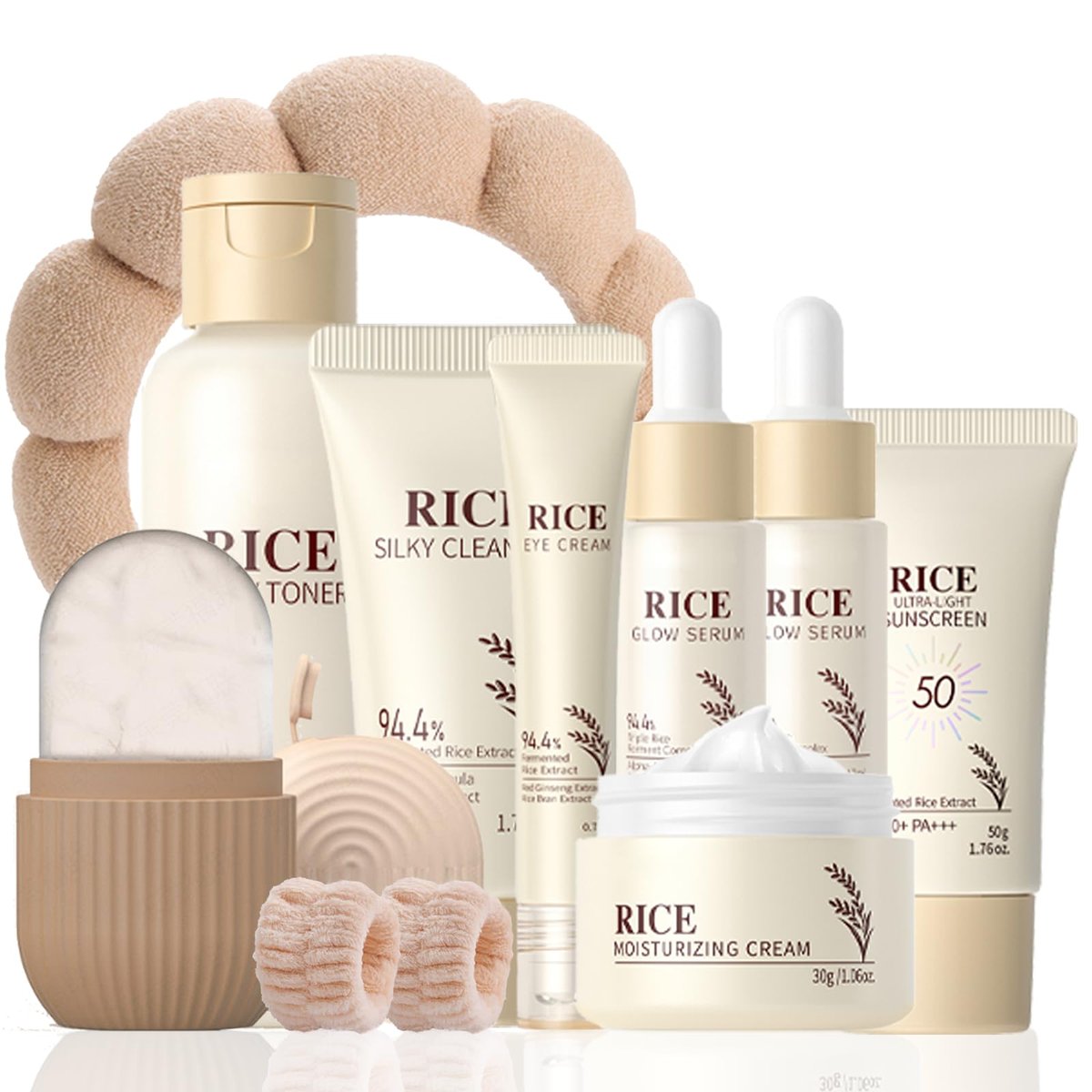 Rice Skincare Set for Teen Girl Gifts Birthday - Hydrating Skin Care Routine Kit for Teens 10-12 - Facial Kit with Cleanser & Serum - EONFAVE Avelisse