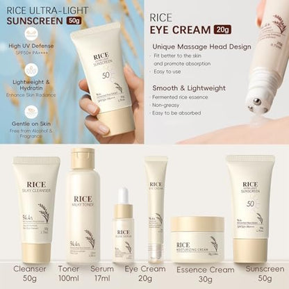 Rice Skincare Set for Teen Girl Gifts Birthday - Hydrating Skin Care Routine Kit for Teens 10-12 - Facial Kit with Cleanser & Serum - EONFAVE Avelisse