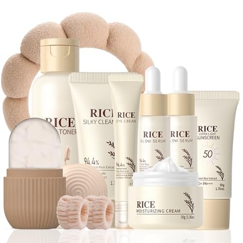 Rice Skincare Set for Teen Girl Gifts Birthday - Hydrating Skin Care Routine Kit for Teens 10-12 - Facial Kit with Cleanser & Serum - EONFAVE Avelisse