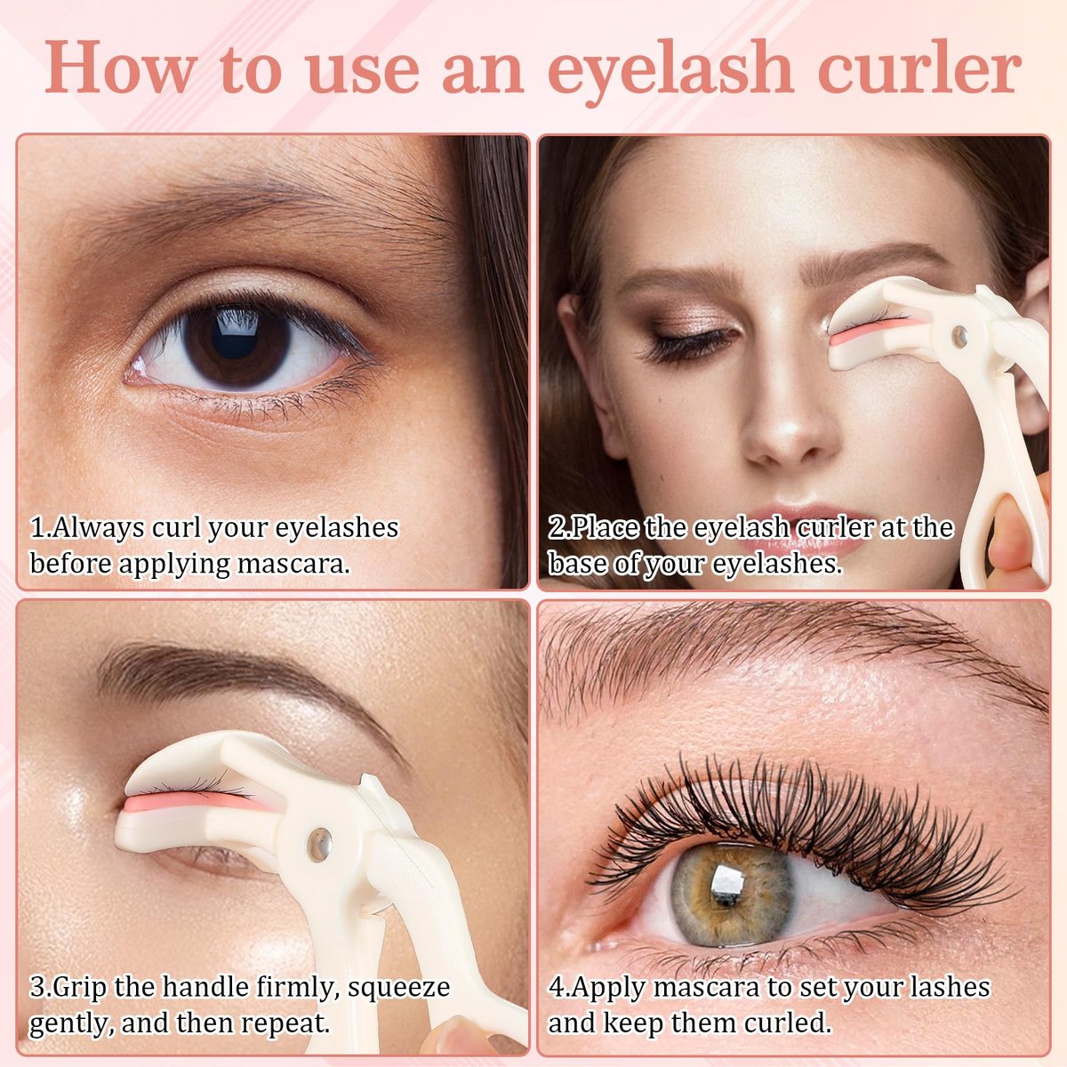 LXUEJIE 2 Style Eyelash Curlers - Plastic Cute Small Eyelash Curler, No Pinch or Pull, Professional Makeup Tool for Long Lasting Lashes (White) Avelisse