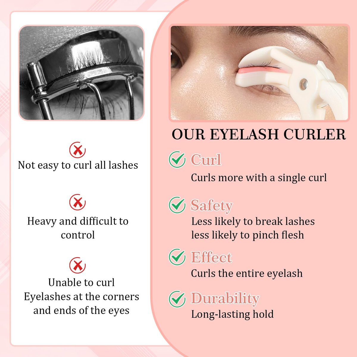 LXUEJIE 2 Style Eyelash Curlers - Plastic Cute Small Eyelash Curler, No Pinch or Pull, Professional Makeup Tool for Long Lasting Lashes (White) Avelisse