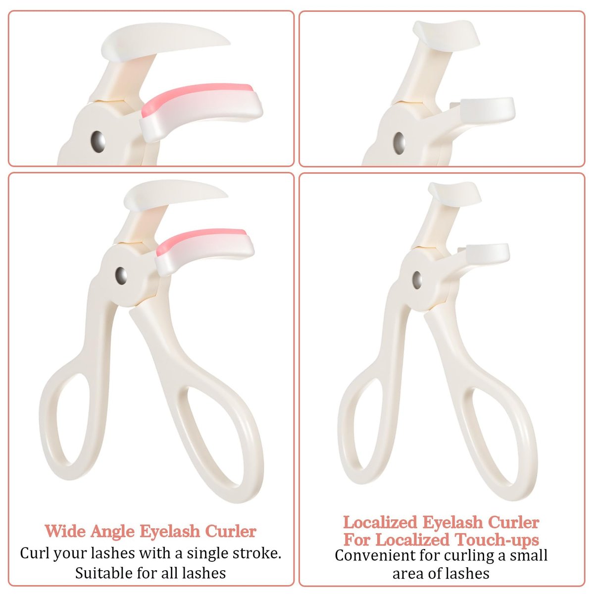 LXUEJIE 2 Style Eyelash Curlers - Plastic Cute Small Eyelash Curler, No Pinch or Pull, Professional Makeup Tool for Long Lasting Lashes (White) Avelisse