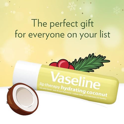 Vaseline Lip Therapy Holiday Edition Coconut Macaroon - 2 Pack with 4 Sticks, 0.16 oz Each, Refreshing Hydration with Petroleum Jelly