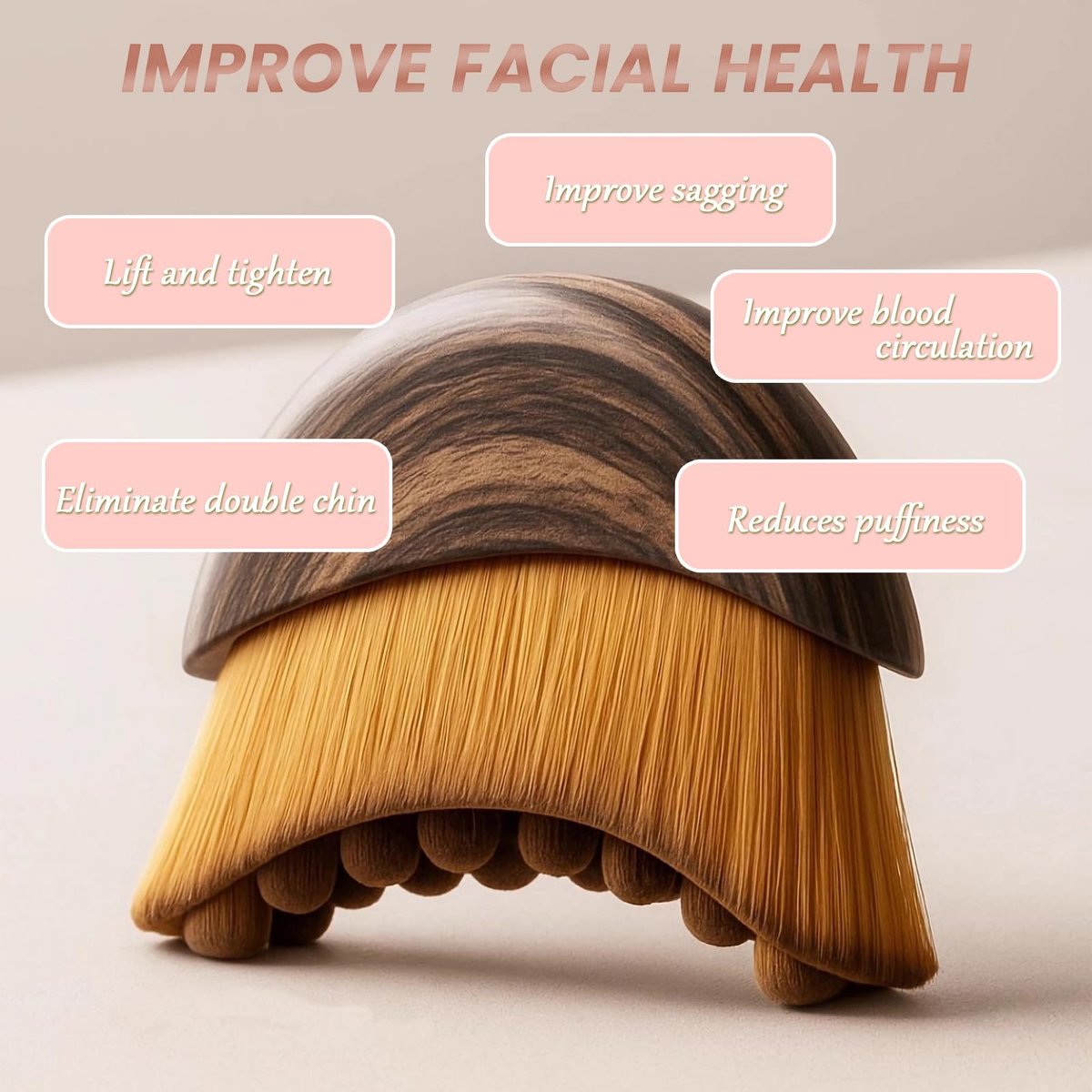 Lymphatic Contour Face Brush for Drainage & Sculpting – PBT Bristles, Chin & Jawline, Fatigue Relief (1 Pack) - görsel 7