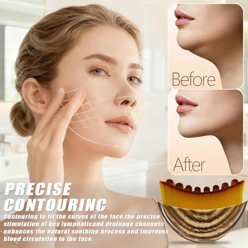 Lymphatic Contour Face Brush for Drainage & Sculpting – PBT Bristles, Chin & Jawline, Fatigue Relief (1 Pack) - görsel 4
